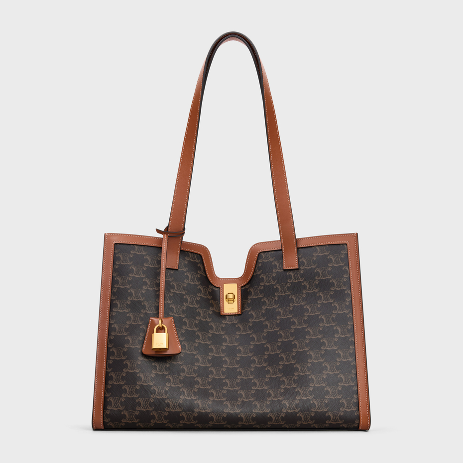 CABAS 16 IN TRIOMPHE CANVAS AND CALFSKIN TAN